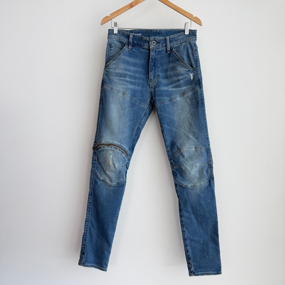 G-star Raw Jeans Mens 29x32 Blue 5620 3D Zip Knee Skinny Moto Stretch Denim